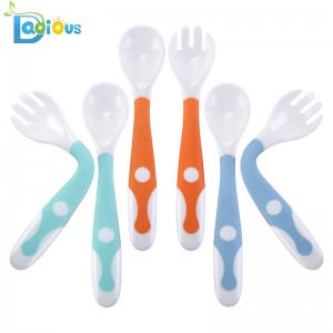 Hot Selling Flexible Bendable Rounded Baby Fork Food Grade PP Training Fork and Spoon Travel Utensils with Case Kids