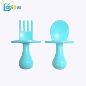 Amazon Hot Selling Baby Utensils Safe Self Feeding Spoon and Fork First Spoon and Fork Set for Toddler