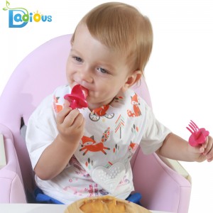 First Training Perfect Self Feeding Baby Utensil Short Baby Fork Anti-Choke Training Fork and Spoon Set