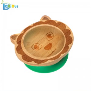 Custom Logo Stay Put Suction Plates for Toddlers Bamboo Baby Plate Suction BPA Free Bamboo Baby Plate