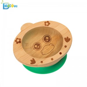 Baby Feeding Supplies Bamboo Suction Baby Plate BPA Free Baby Bamboo Spoon Suction Plates for Toddlers Bamboo