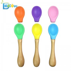 Eco-friendly Natural Baby Organic Spoon Food Grade Silicone Baby Spoons Heat Resistant Baby Spoon Bamboo