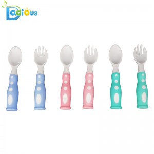 Custom Design Food Grade PP Baby Spoons Baby Fork BPA Free Training Spoon and Fork for Toddler